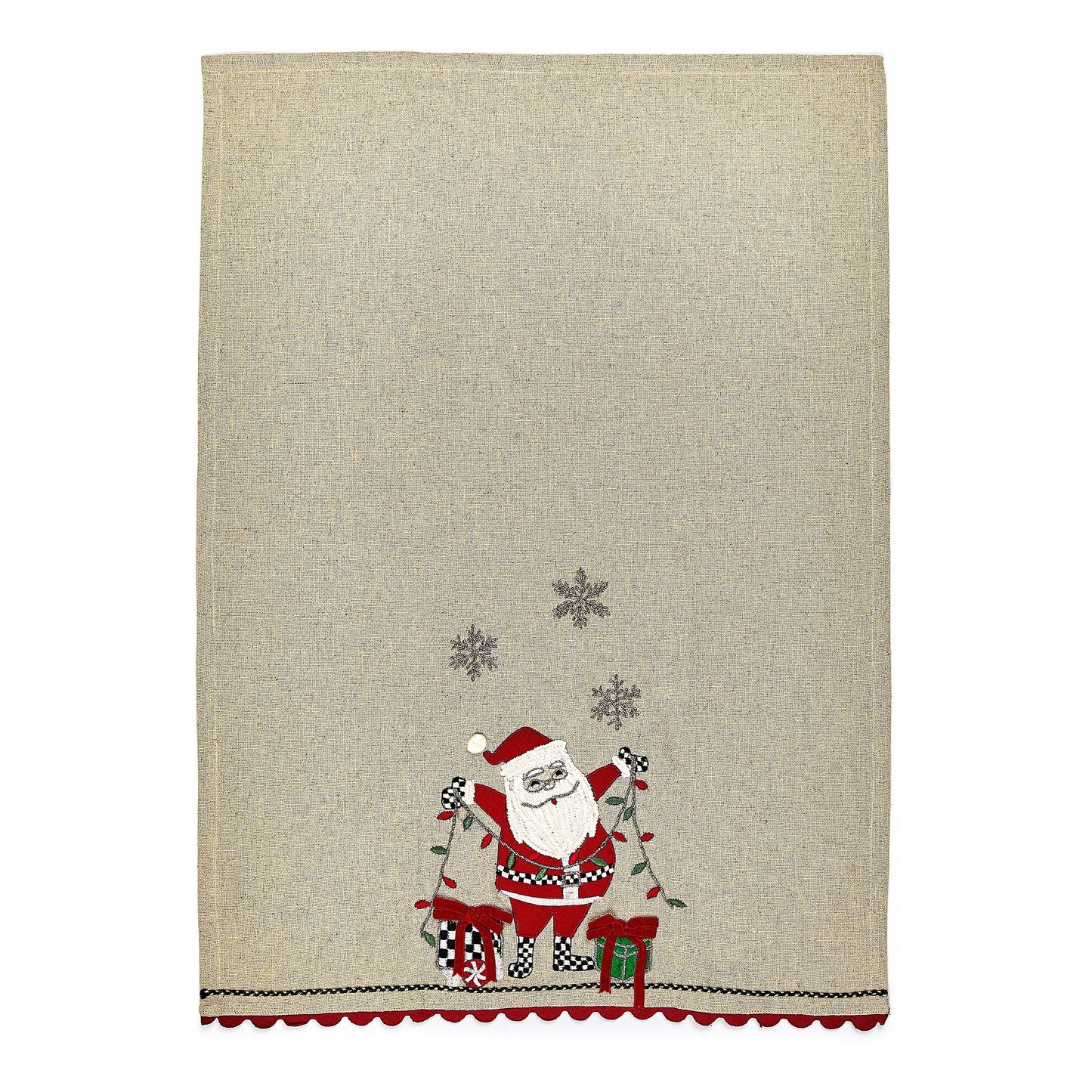 Santa with Tree Lights Embroidered Dish Towels, Set of 2
