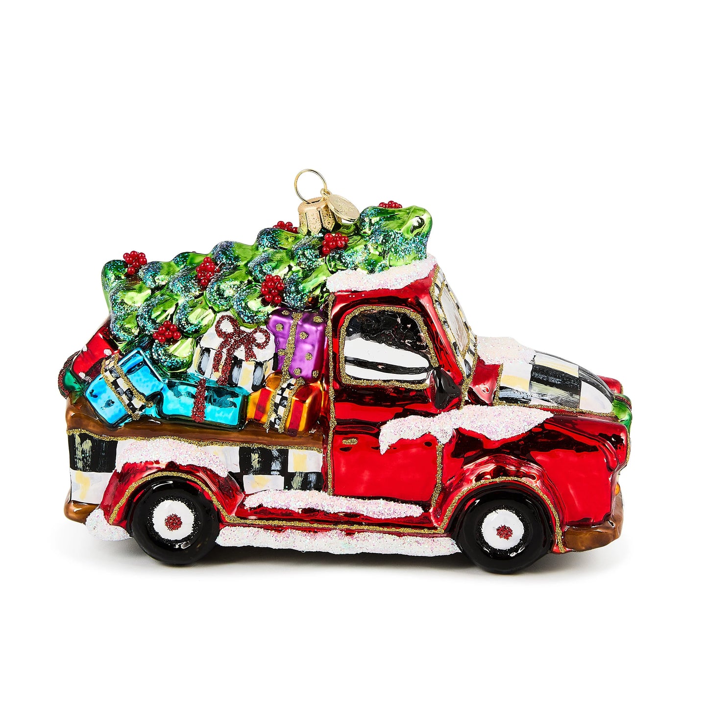 Santa¡¯s Hitting the Road Glass Ornament