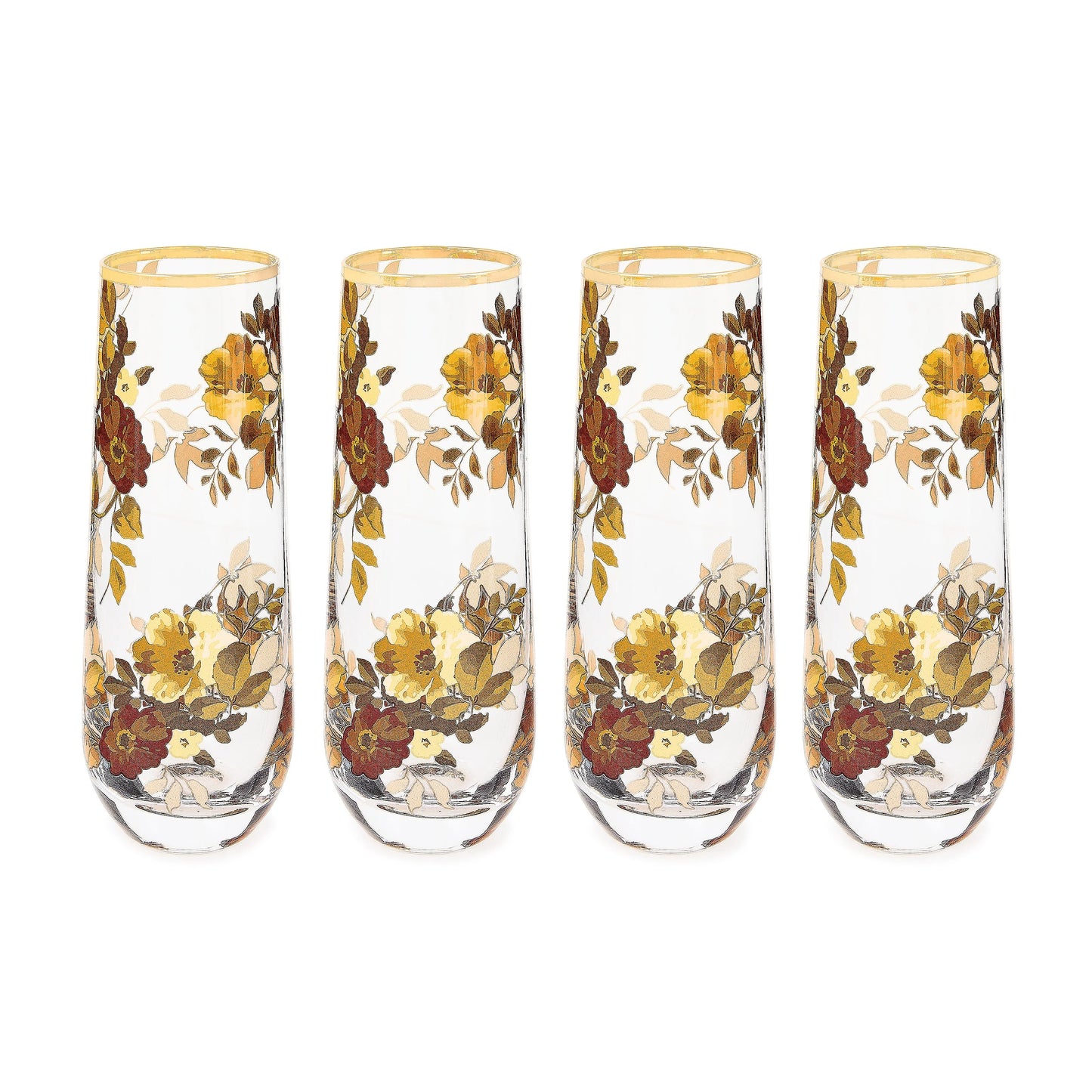 Wild Rose Stemless Flute, Set of 4