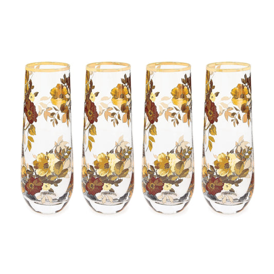 Wild Rose Stemless Flute, Set of 4