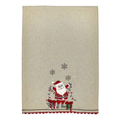 Santa with Tree Lights Embroidered Dish Towels, Set of 2