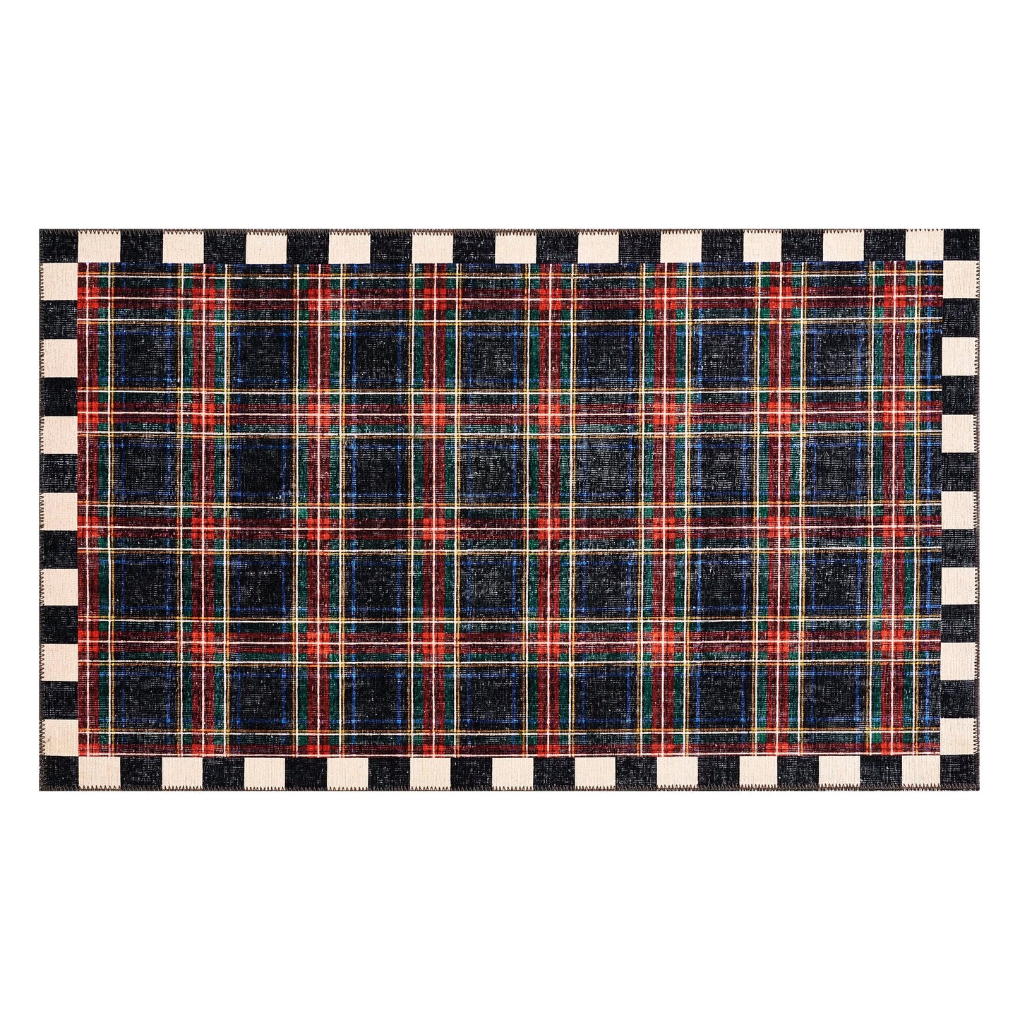 Stewart Tartan Black 3¡ä x 5¡ä Washable Rug