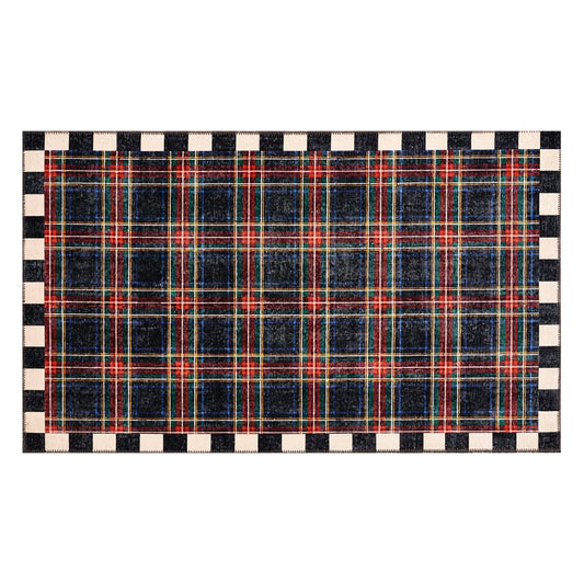 Stewart Tartan Black 3¡ä x 5¡ä Washable Rug