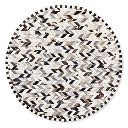 Black Herringbone Hair on Hide 6¡ä Round Rug