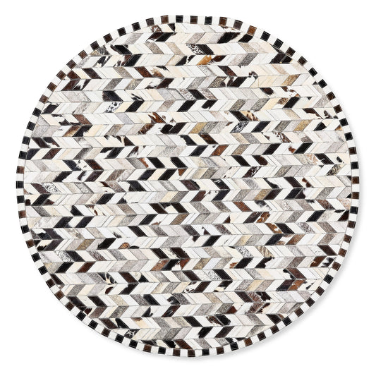 Black Herringbone Hair on Hide 6¡ä Round Rug
