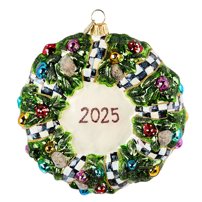 2025 Here Comes Black Santa Wreath Glass Ornament