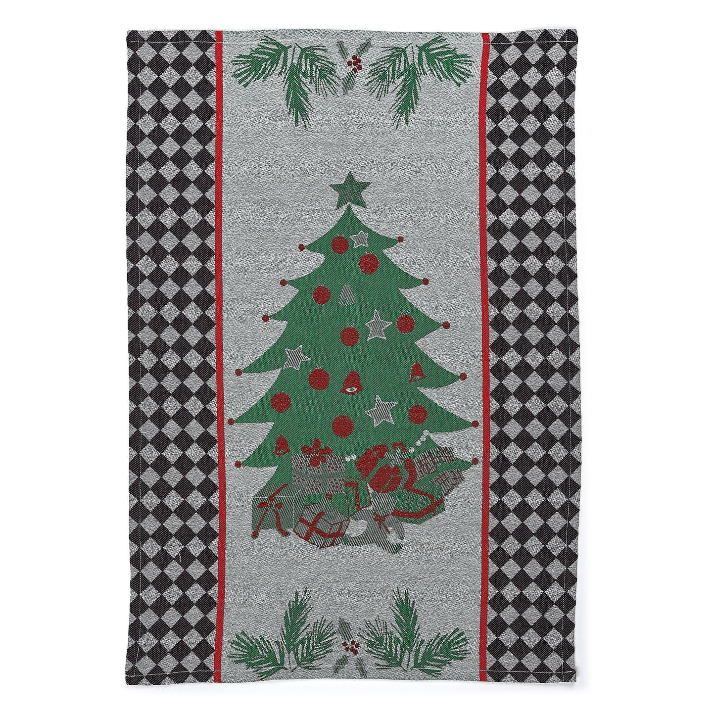 Holly & Holiday Tree Jacquard Dish Towels, Set of 2