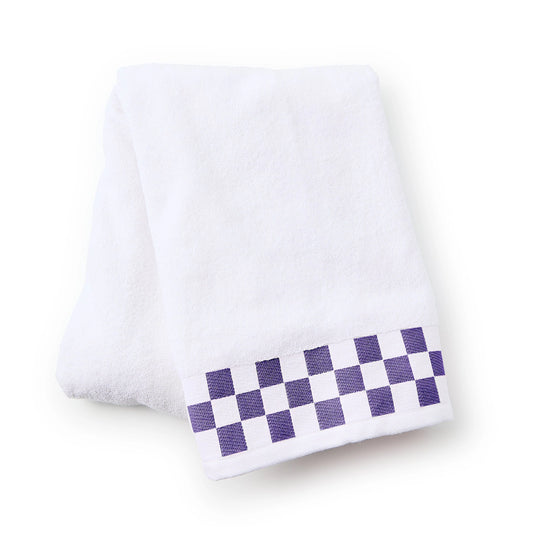 Bath Towel with Plum Check Border
