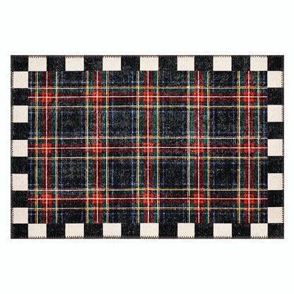 Stewart Tartan Black 2¡ä x 3¡ä Washable Rug