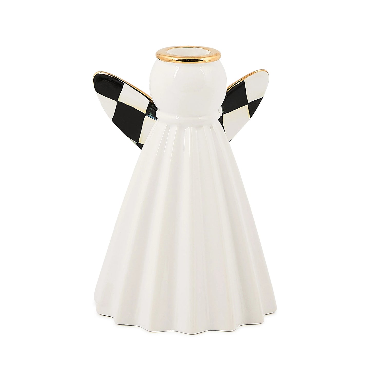 Courtly Noel Short Ceramic Angel Candle Holder