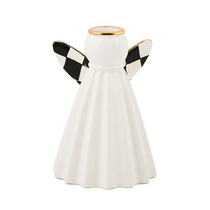 Courtly Noel Short Ceramic Angel Candle Holder