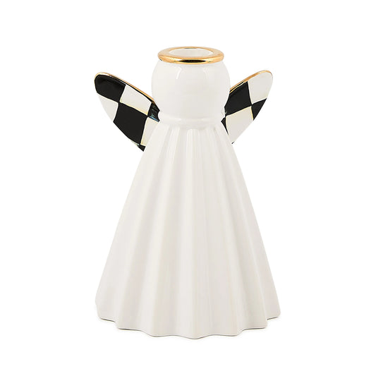 Courtly Noel Short Ceramic Angel Candle Holder