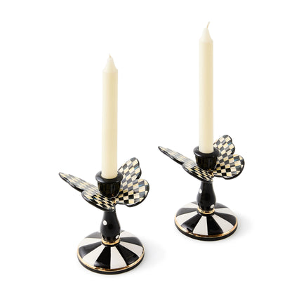 Courtly Check Tall Butterfly Candlesticks, Set of 2